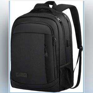 Black Men Women Travel Laptop Backpack